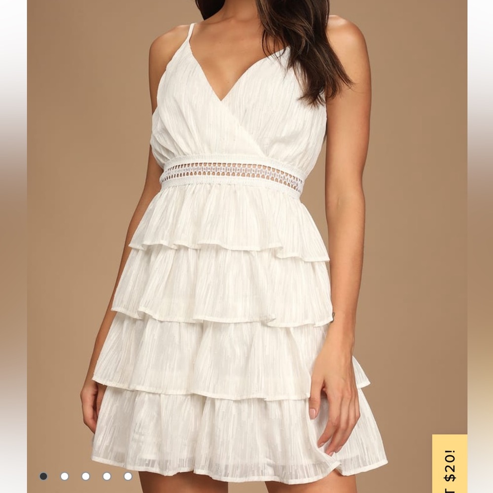 Lulus Sunshine Sweetie Ivory Sleeveless Tiered Mini Dress